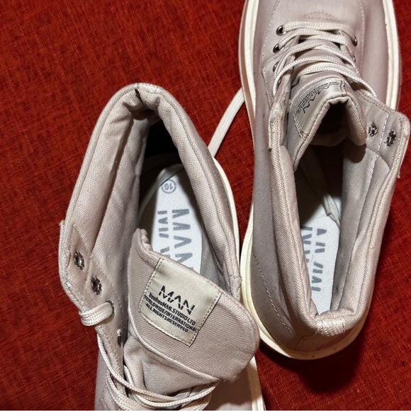 Boohoo Man Canvas Branded High Top - light khaki sz 11 - Picture 9 of 9
